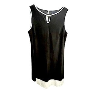 New York and Company, NWOT black dress with white trim detail. size medium.